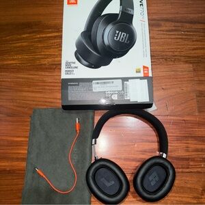 JBL Live 770 NC Black Over-Ear Wireless Headphones with Orange Cable